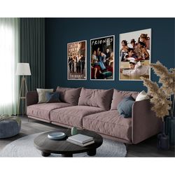 friends set of 3 posters, movie cover, wall art, original, film cover graphic, friends images, tv show, wall art, vintag