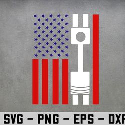 American Flag Piston Muscle Car Patriotic Svg, Eps, Png, Dxf, Digital Download