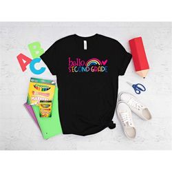 hello 2nd grade rainbow school shirt, 2nd grade shirt, kindergarten shirt, preschool shirt, back to school shirt, 2nd gr