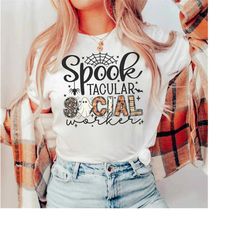 halloween social worker shirt, spooktacular school social worker t-shirt, school social worker, c-swcm tee gift, spooky