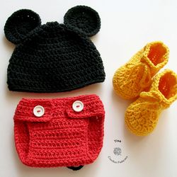 HANDMADE Mickey Mouse Set | Crochet Halloween Costume | Baby Boy Photo Prop | Baby Shower Gift | Sizes 0-12 months