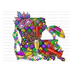 louisiana mardi gras png sublimation design download, happy mardi gras png, louisiana png, louisiana design, crawfish pn