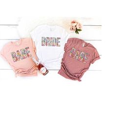 tropical bride group shirts, bridesmaids tees, bridal party t-shirts, hawaii wedding bride squad, maui aloha bride shirt