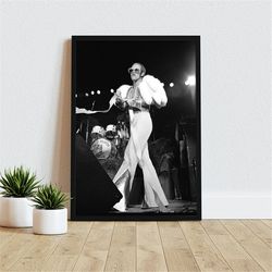 Elton John Poster, Iconic Singer Black and White Vintage Art Photography Reproduction, Canvas Wall Art Gift Idea Home De