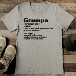 like a normal grandpa but a lot grumpier tee