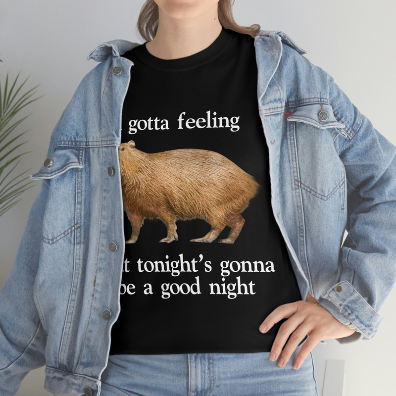 I Gotta Feeling That Tonight's Gonna Be A Good Night Capybara T-Shirt, Funny Meme Tee - 7.jpg