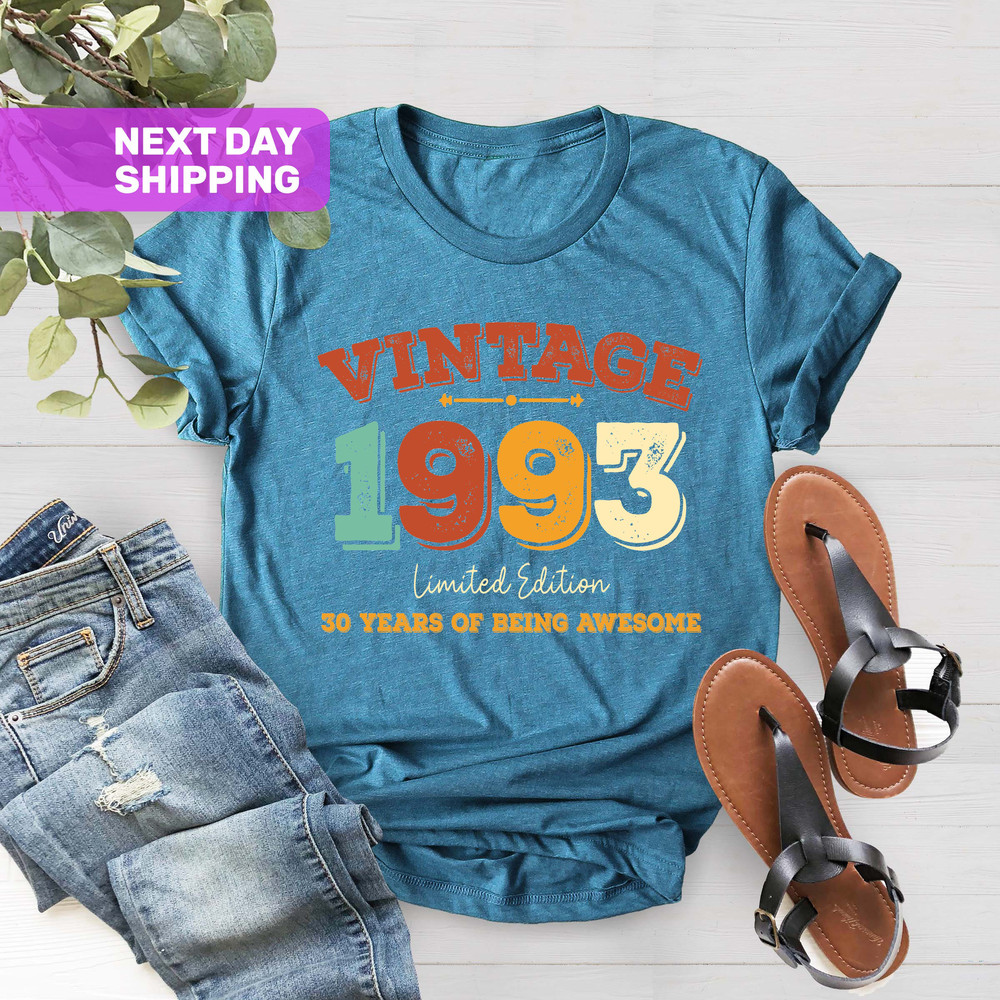 30 Years of Being Awesome Shirt, Vintage Limited Edition 1993 Birthday Shirt, 30th Birthday Gift, Funny Birthday Shirt, 1993 Birthday Shirt - 3.jpg