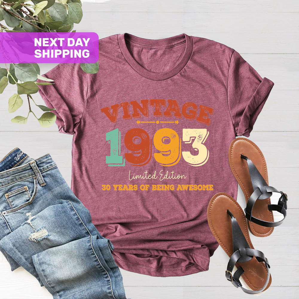 30 Years of Being Awesome Shirt, Vintage Limited Edition 1993 Birthday Shirt, 30th Birthday Gift, Funny Birthday Shirt, 1993 Birthday Shirt - 4.jpg