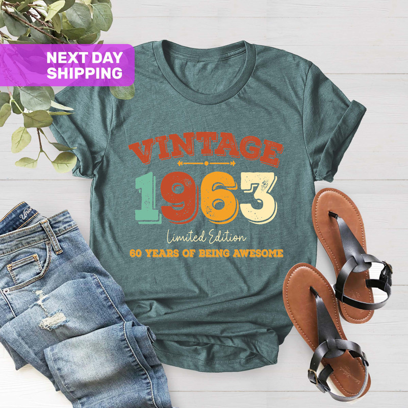 60 Years of Being Awesome Shirt, 60th Birthday Gift, Vintage Limited Edition 1963 Birthday Shirt, Funny Birthday Shirt, 1963 Birthday Shirt - 4.jpg