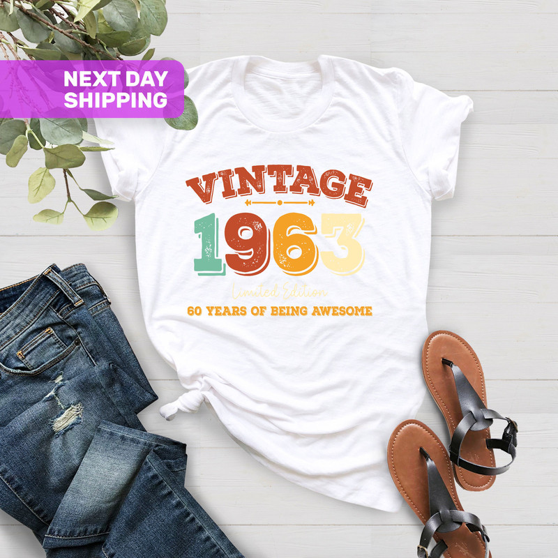 60 Years of Being Awesome Shirt, 60th Birthday Gift, Vintage Limited Edition 1963 Birthday Shirt, Funny Birthday Shirt, 1963 Birthday Shirt - 5.jpg