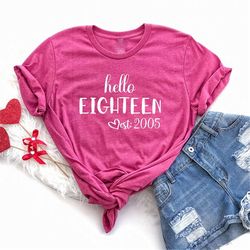 18th birthday shirt, hello eighteen t-shirt, 18th birthday gift, 18th birthday party shirt, eighteenth birthday t-shirt,