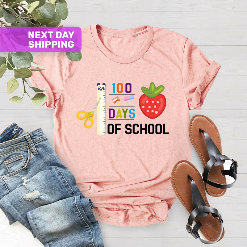 100 Days of School Shirt, 100th Day of School Shirt, Shirts for Teacher and Kids, Kindergarten Teacher Gift Shirt, Student Gift, Teach Gift - 1.jpg