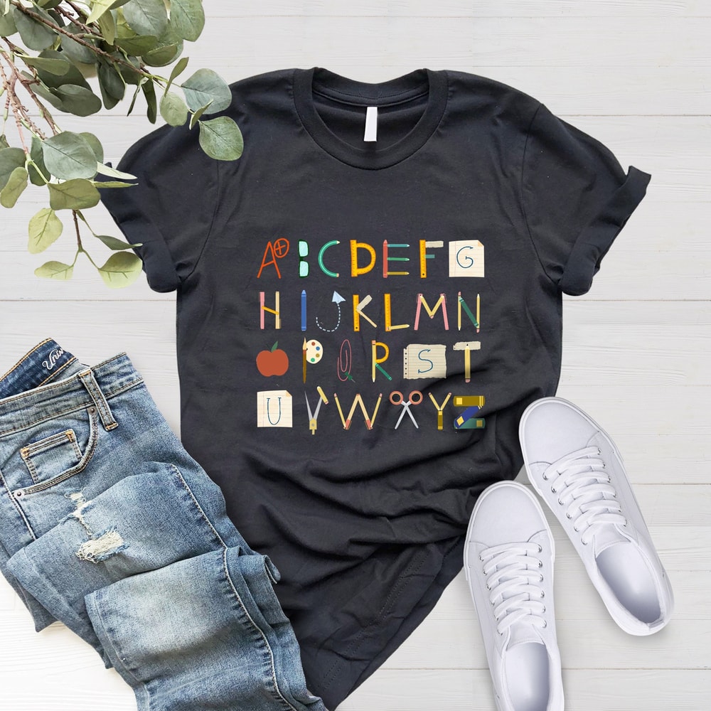 Alphabet Doodle Teacher Shirt, Kindergarten Teacher Shirt, Gift For Teacher, School Shirt, Teacher Shirt, ABC Teacher T-shirt, Fall Teacher - 1.jpg