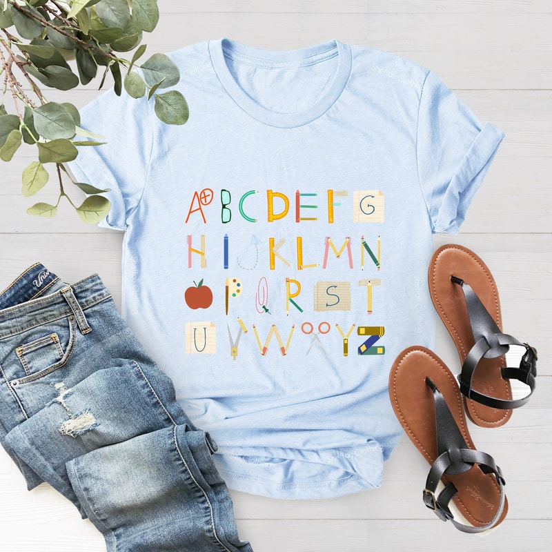 Alphabet Doodle Teacher Shirt, Kindergarten Teacher Shirt, Gift For Teacher, School Shirt, Teacher Shirt, ABC Teacher T-shirt, Fall Teacher - 2.jpg