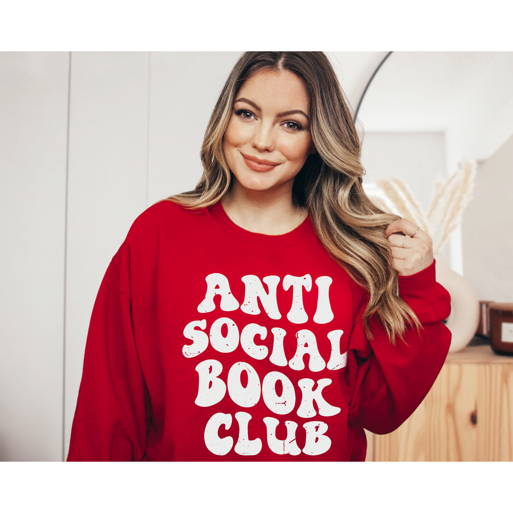 Anti Social Book Club Sweatshirt, Booktrovert Sweatshirt, Gift for Reader, Librarian Sweatshirt, Bookish Sweatshirt, Bookish Sweatshirt Gift - 2.jpg