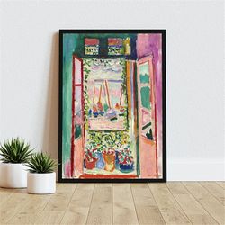 Matisse Canvas Art | Open Window | Vintage Wall Art | Colorful Wall Art | Flowers on Window | Landscape Canvas Art