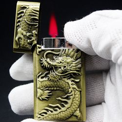 Relief Dragon Crisp Sound Red Fire Windproof Langsheng Lighter