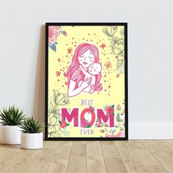 mother's day gift poster mom birthday gift idea family mom and kid wrapped canvas wall art mom poster print mothers wate