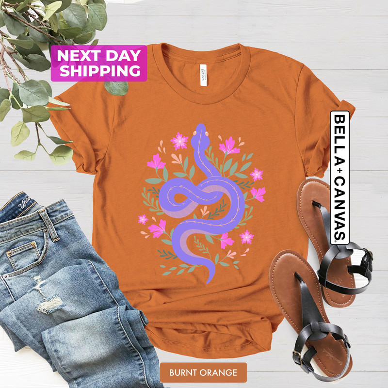 Boho Snake Shirt, Wildflowers Shirt, Ladies Shirts, Boho Shirt, Boho Celestial Shirt, Floral Shirt, Moon Shirt, Animal Shirt, Gift for Women - 5.jpg