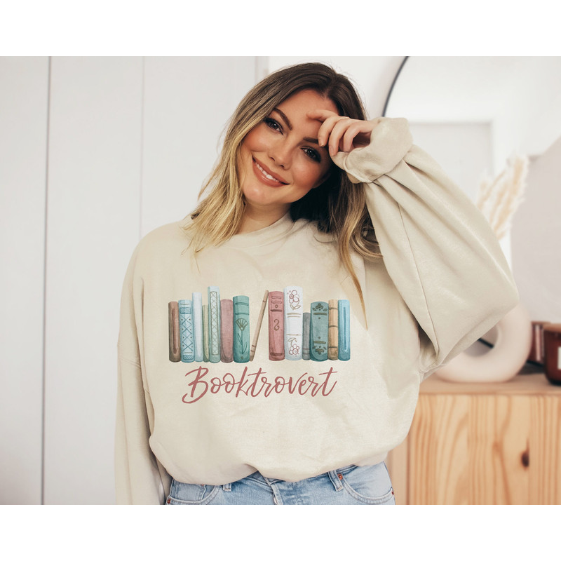 Booktrovert Sweatshirt, Librarian Teacher Bookish T-Shirt, Book Lover Sweatshirt, Cute Book Lover T-Shirt, Gift For Book Lover Teacher Shirt - 1.jpg