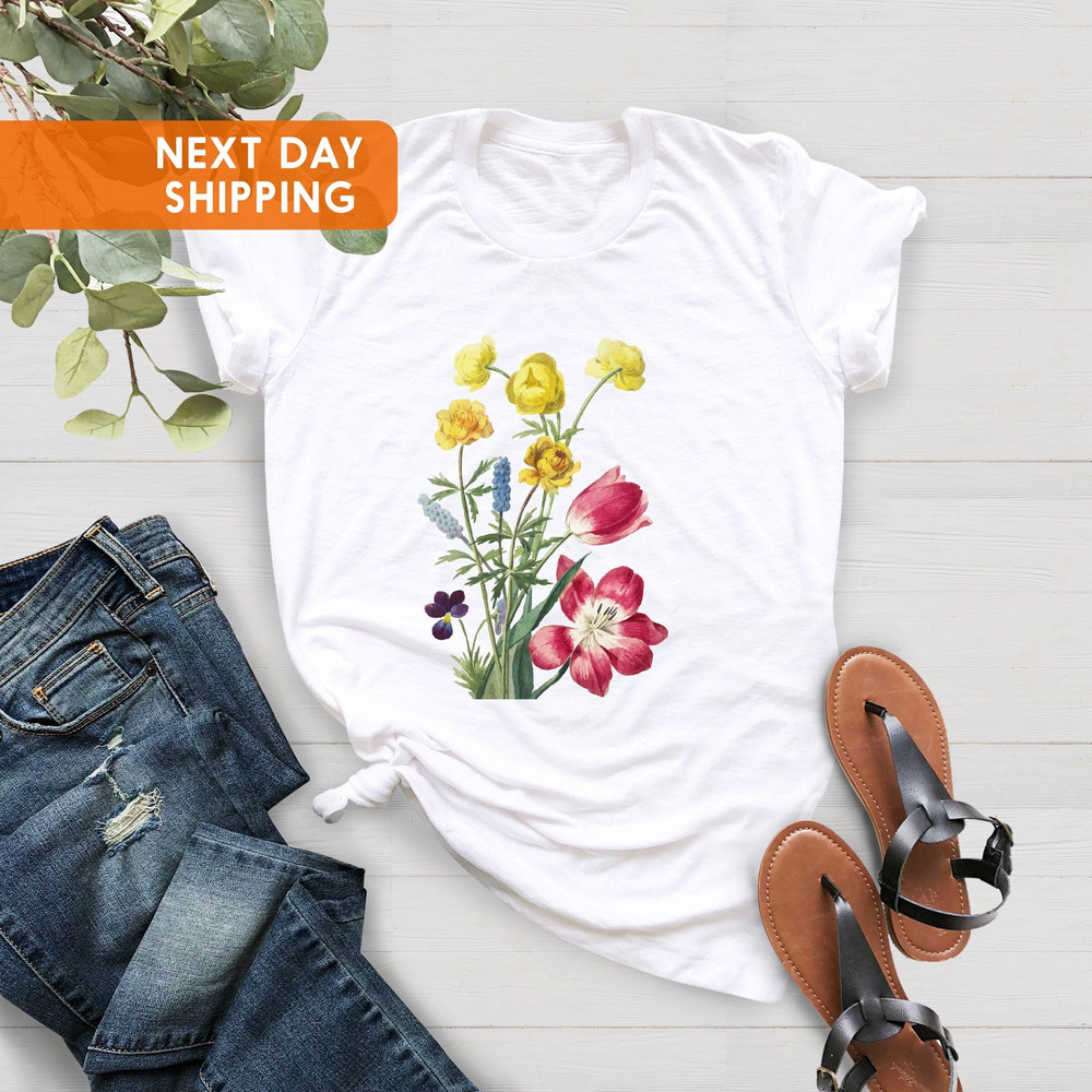 Botanical Shirt, Mothers Day Shirt, Flower T-shirt, Botanical Print, Vintage Flower Shirt, Wildflower Shirt, Gift For Mother, Nature Shirt - 3.jpg