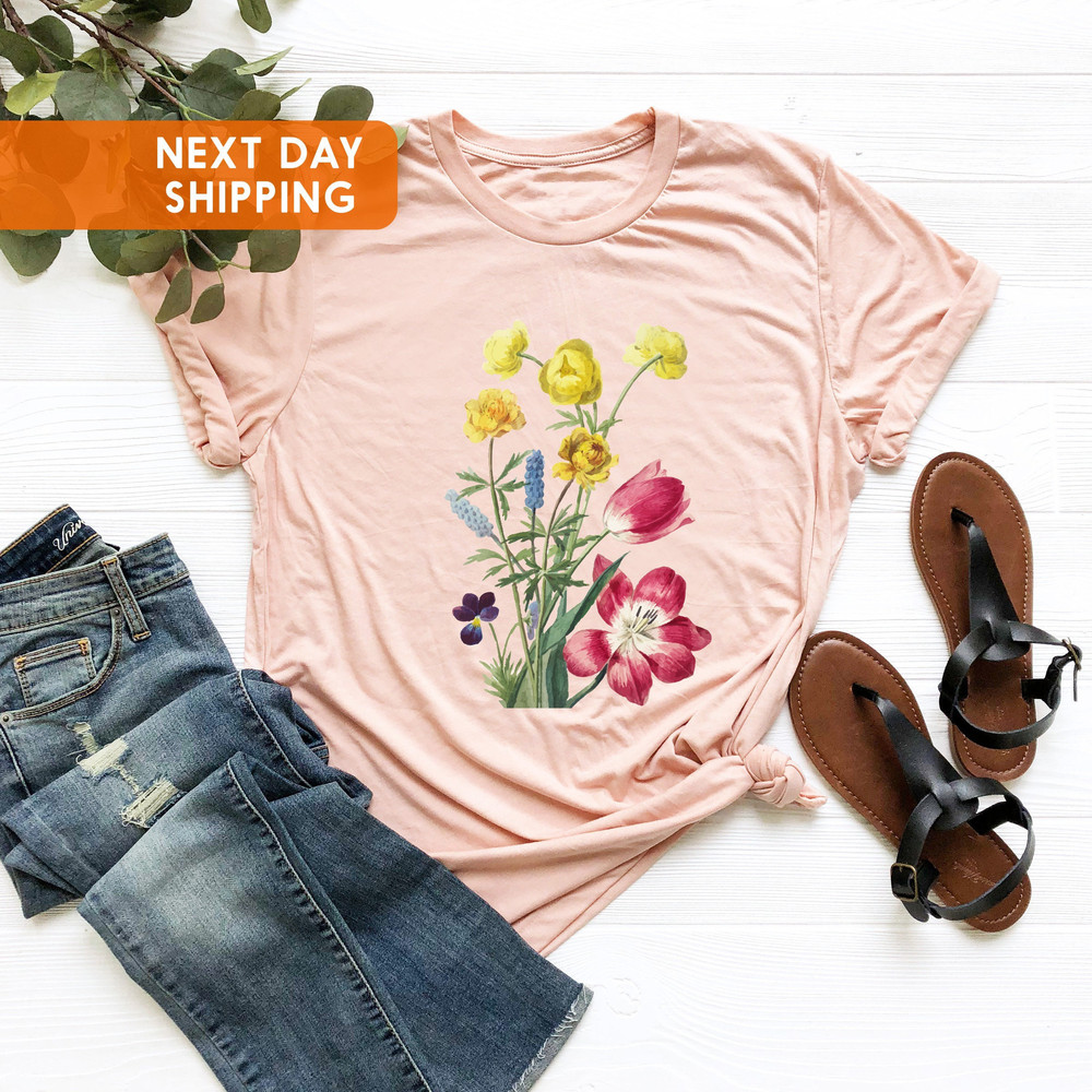 Botanical Shirt, Mothers Day Shirt, Flower T-shirt, Botanical Print, Vintage Flower Shirt, Wildflower Shirt, Gift For Mother, Nature Shirt - 4.jpg