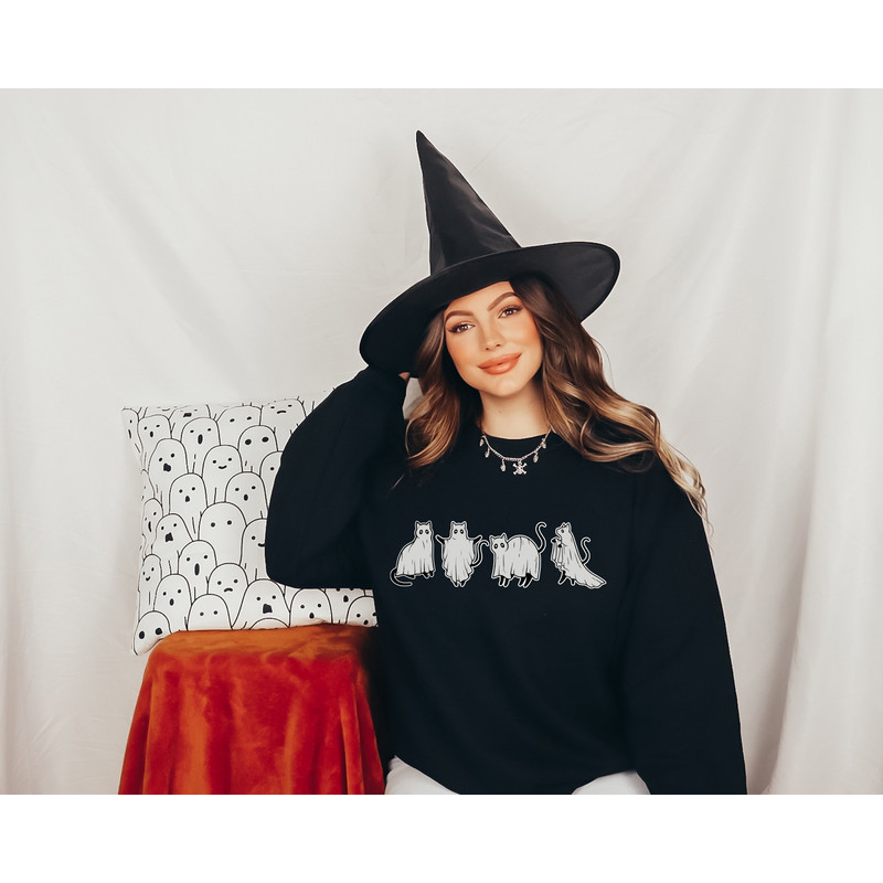 Cat Ghost Halloween Shirt, Vintage Halloween Sweatshirt, Fall Shirts for Women, Ghosts Sweaters, Ghosts Shirt, Funny Halloween - 2.jpg