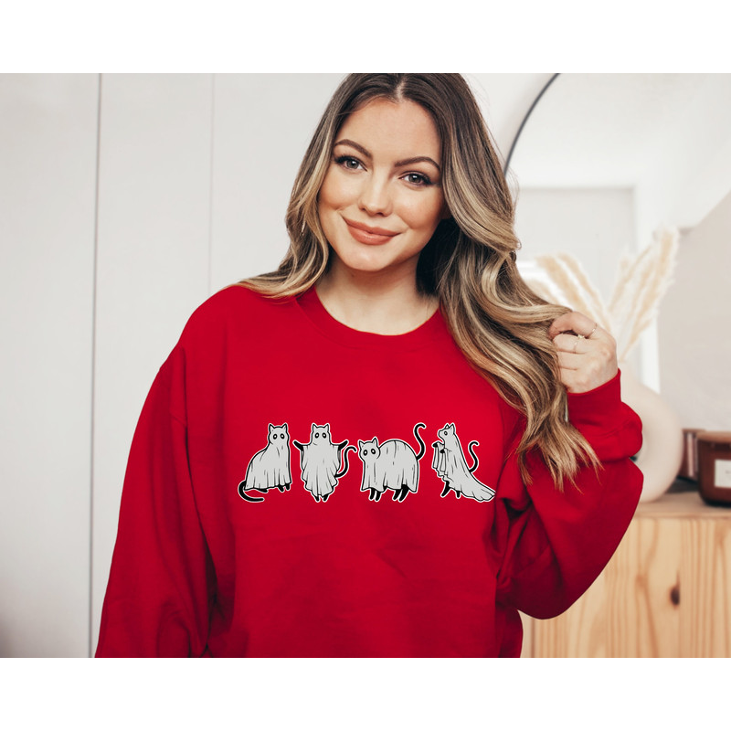 Cat Ghost Halloween Shirt, Vintage Halloween Sweatshirt, Fall Shirts for Women, Ghosts Sweaters, Ghosts Shirt, Funny Halloween - 3.jpg