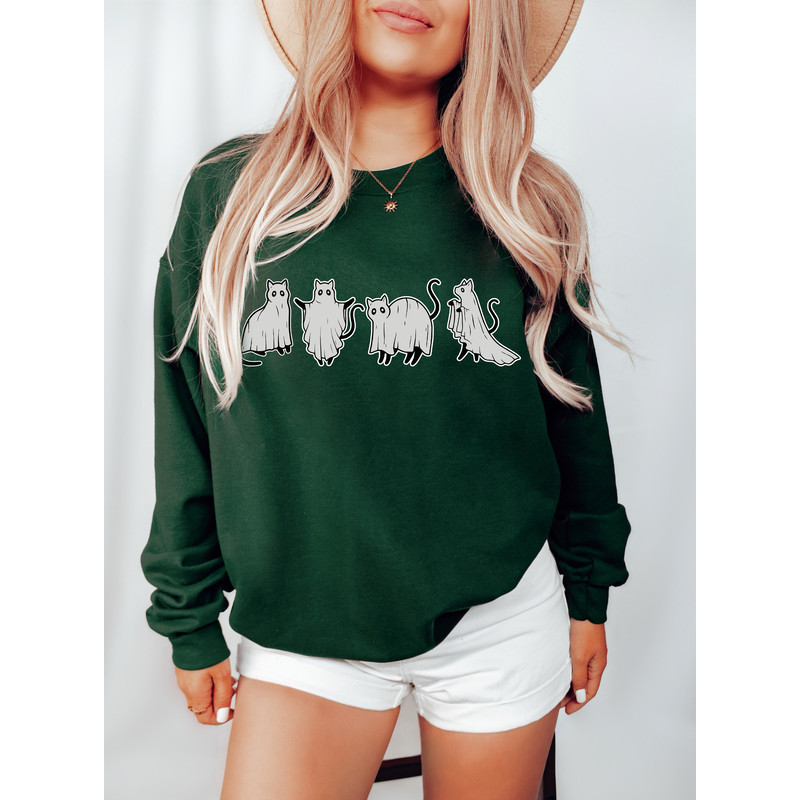 Cat Ghost Halloween Shirt, Vintage Halloween Sweatshirt, Fall Shirts for Women, Ghosts Sweaters, Ghosts Shirt, Funny Halloween - 4.jpg