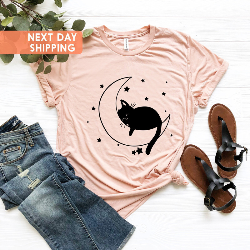 Cat Lover Shirt, Cat Tshirt, Cat Mom Shirt, Animal Lover Gift,Lazy Cat Shirt, Gift For Cat Lovers, Cute Kitten Shirt, Sleeping Cat, Cat Moon - 2.jpg