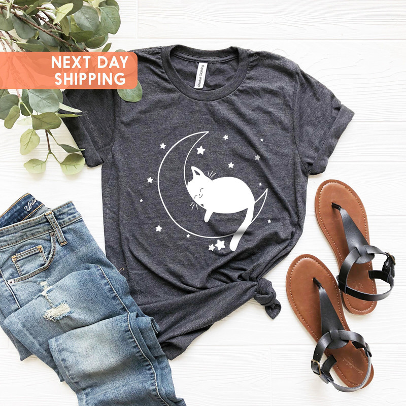 Cat Lover Shirt, Cat Tshirt, Cat Mom Shirt, Animal Lover Gift,Lazy Cat Shirt, Gift For Cat Lovers, Cute Kitten Shirt, Sleeping Cat, Cat Moon - 4.jpg