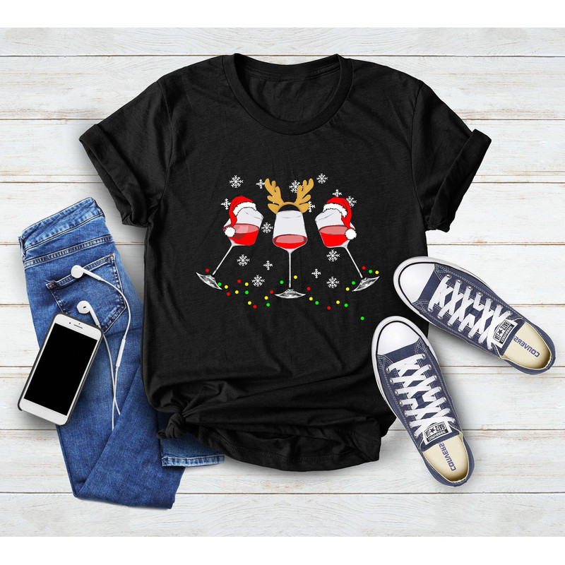 Christmas Wine Shirt, Christmas Santa Hat Shirt, Santa Wine Glass Shirt, Funny Wine Drinkers Christmas Gift, Christmas Holiday Season Shirt - 1.jpg