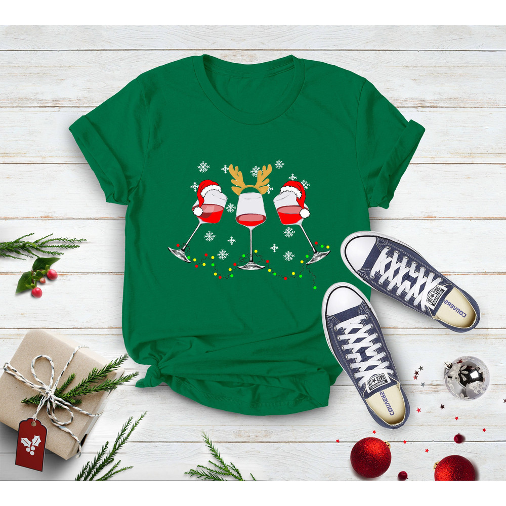 Christmas Wine Shirt, Christmas Santa Hat Shirt, Santa Wine Glass Shirt, Funny Wine Drinkers Christmas Gift, Christmas Holiday Season Shirt - 2.jpg
