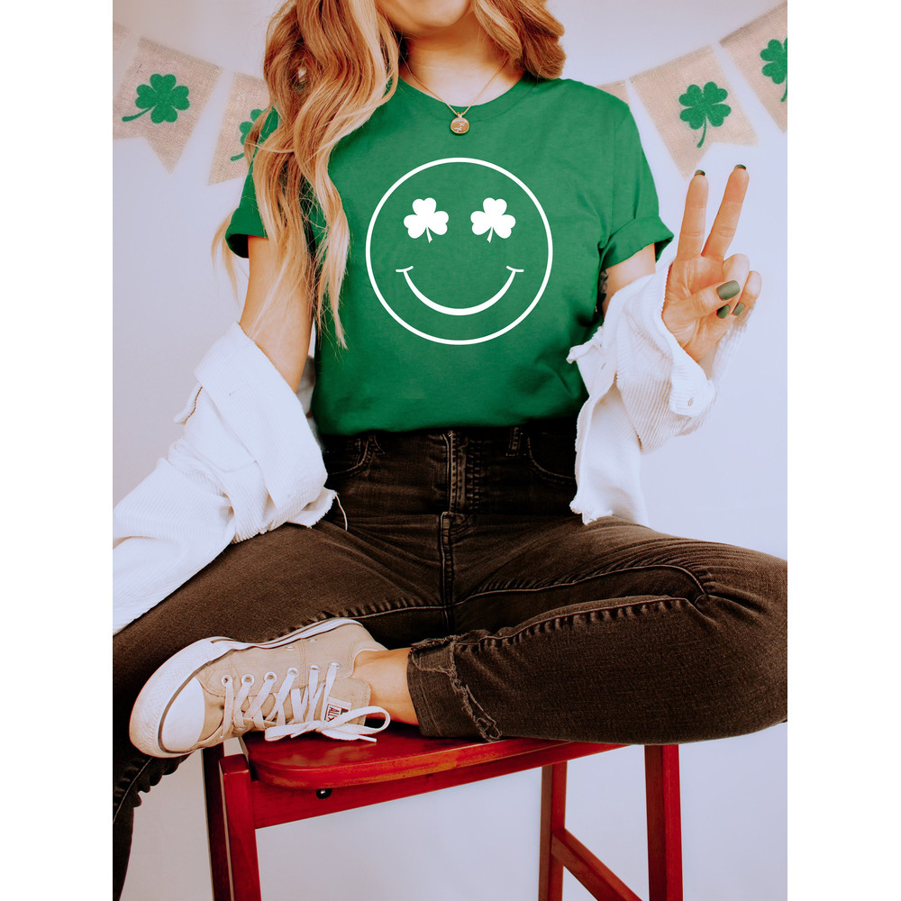 Clover Shamrock Smile St Patrick's Day Shirt, St Patrick's Day Gift, Holiday Shirt, St Patrick's Day Gift, Shamrock Shirt, Irish Shirt - 1.jpg