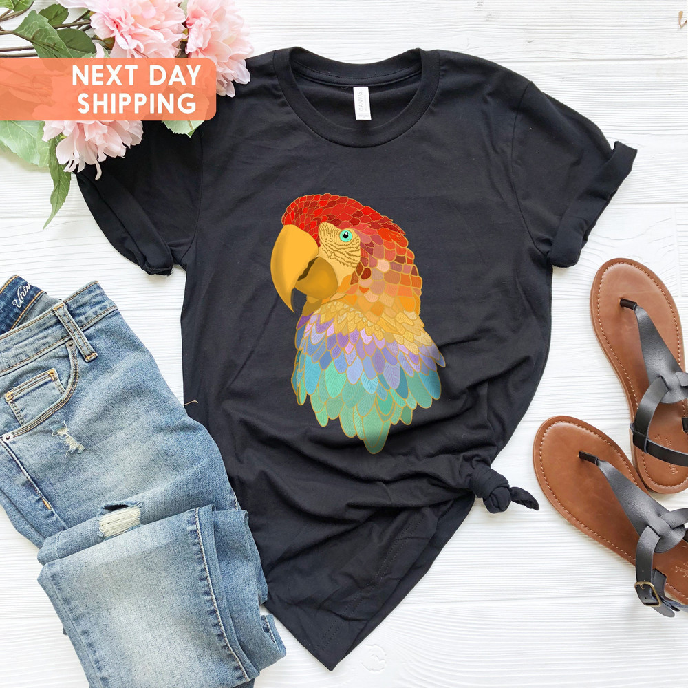 Colorful Parrot Shirt, Bird Shirt, Animal Shirt, Animal Lover Shirt, Parrot Gifts, Gift for Bird Lover, Parrot Design, Bird Lover Shirts - 1.jpg
