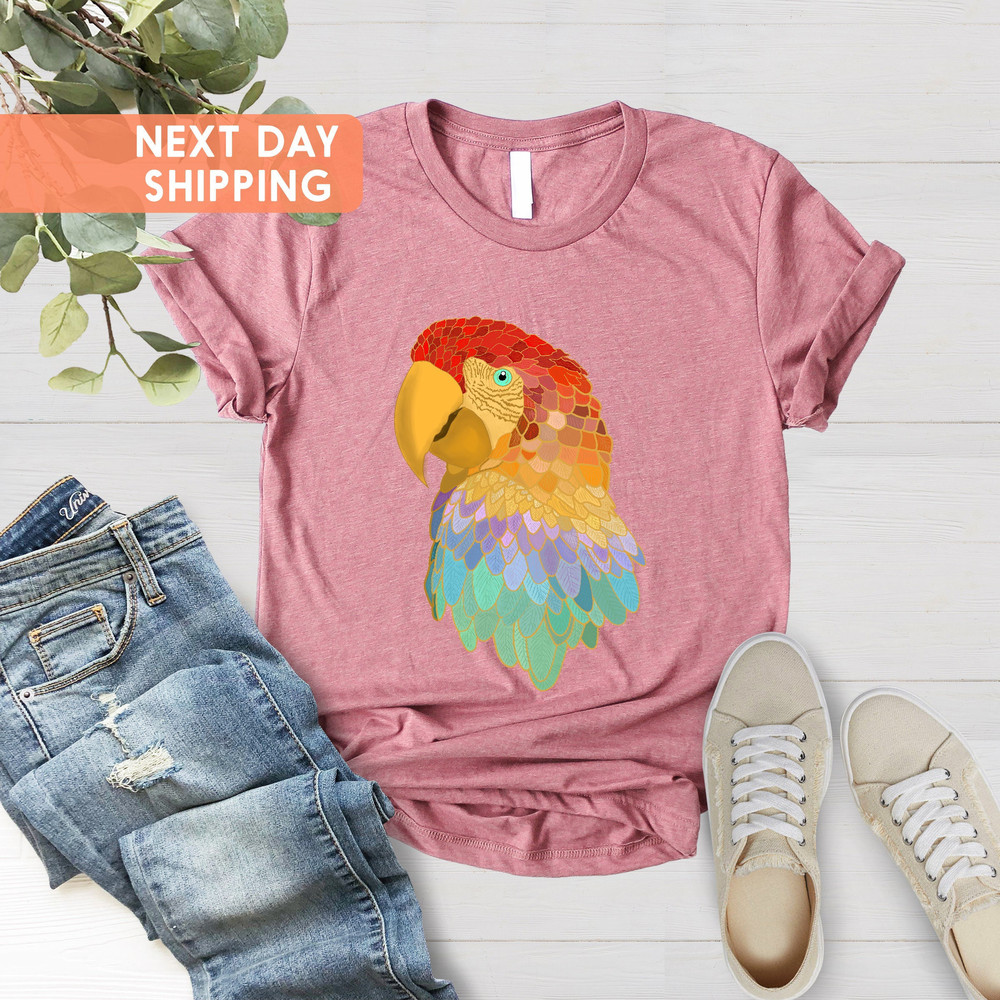 Colorful Parrot Shirt, Bird Shirt, Animal Shirt, Animal Lover Shirt, Parrot Gifts, Gift for Bird Lover, Parrot Design, Bird Lover Shirts - 3.jpg