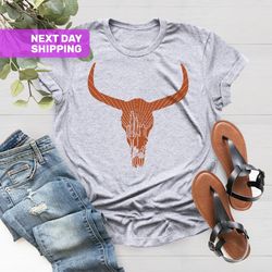 cow skull desert cactus silhouette shirt, desert life landsc