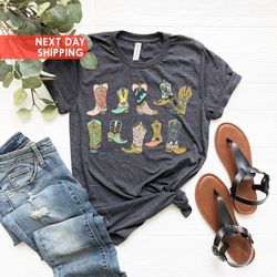 cowgirl boots shirt, country concert tee, western graphic te