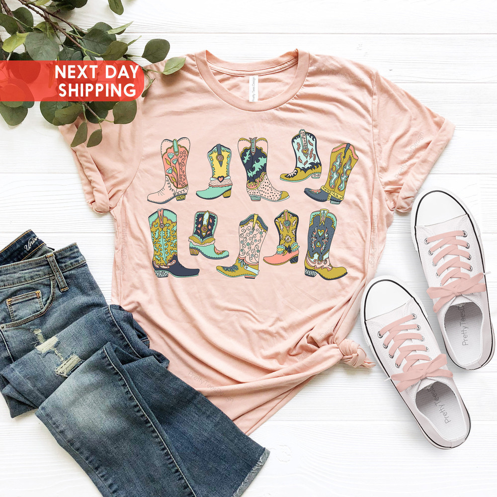 Cowgirl Boots Shirt, Country Concert Tee, Western Graphic Tee for Women, Cute Country Shirts, Cowgirl Shirt, Farm Shirt, Western Boots Shirt - 2.jpg