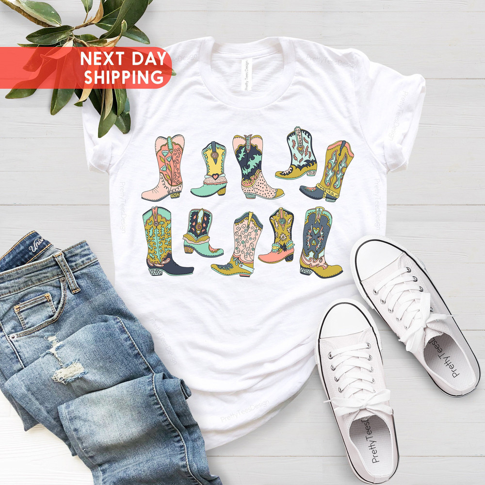 Cowgirl Boots Shirt, Country Concert Tee, Western Graphic Tee for Women, Cute Country Shirts, Cowgirl Shirt, Farm Shirt, Western Boots Shirt - 3.jpg