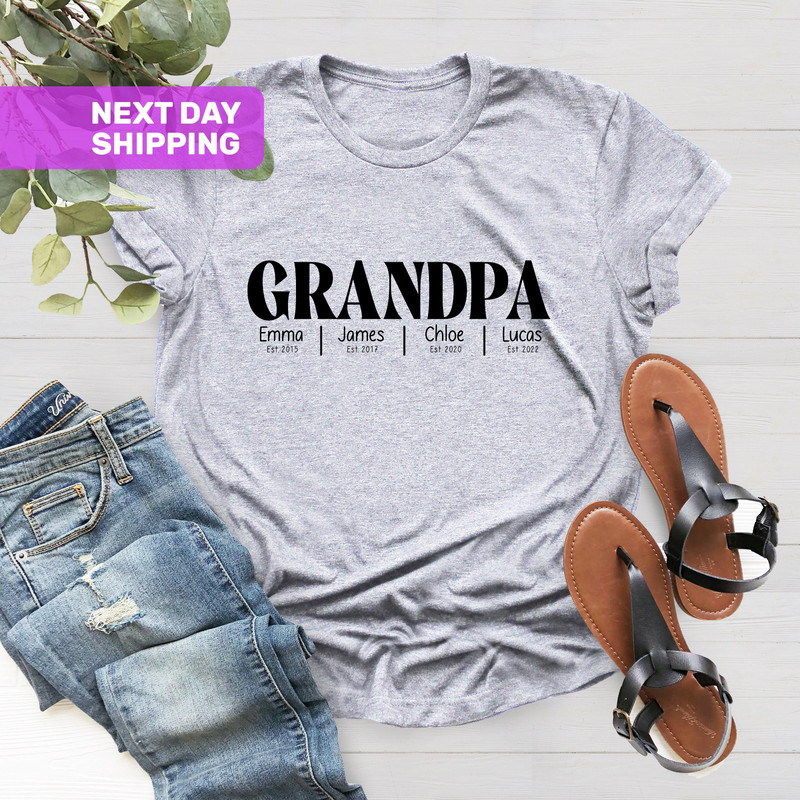 Custom Grandpa Shirt With Grandkids Names, Fathers Day Shirt, Christmas Gift For Grandpa, Personalized Grandpa Shirt, Grandpa Est Date - 1.jpg