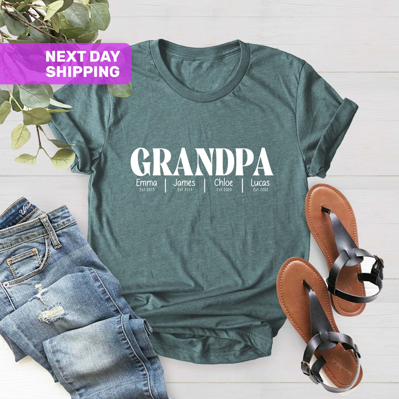 Custom Grandpa Shirt With Grandkids Names, Fathers Day Shirt, Christmas Gift For Grandpa, Personalized Grandpa Shirt, Grandpa Est Date - 4.jpg