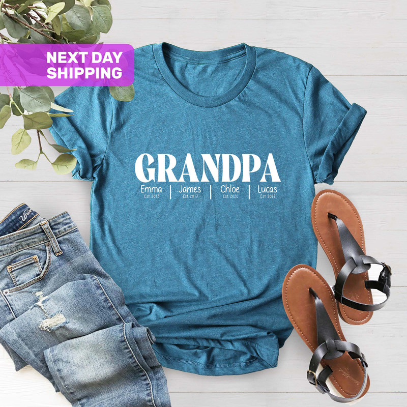 Custom Grandpa Shirt With Grandkids Names, Fathers Day Shirt, Christmas Gift For Grandpa, Personalized Grandpa Shirt, Grandpa Est Date - 5.jpg