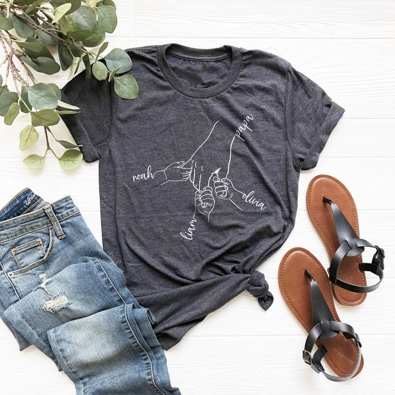 Custom Kid Names Gift for Grandpa, Papa Father Pop, Father's Day, Personalized Papa T Shirt, Custom Grandpa Tee, Shirt Kids Grab Papa Hands - 2.jpg
