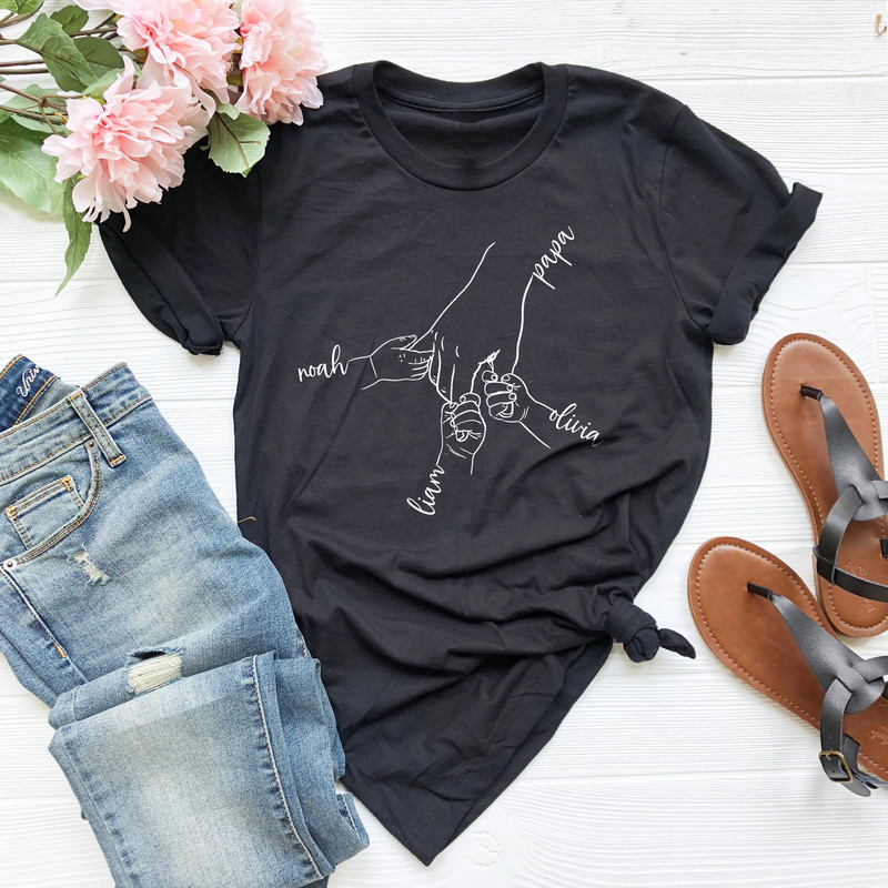 Custom Kid Names Gift for Grandpa, Papa Father Pop, Father's Day, Personalized Papa T Shirt, Custom Grandpa Tee, Shirt Kids Grab Papa Hands - 3.jpg