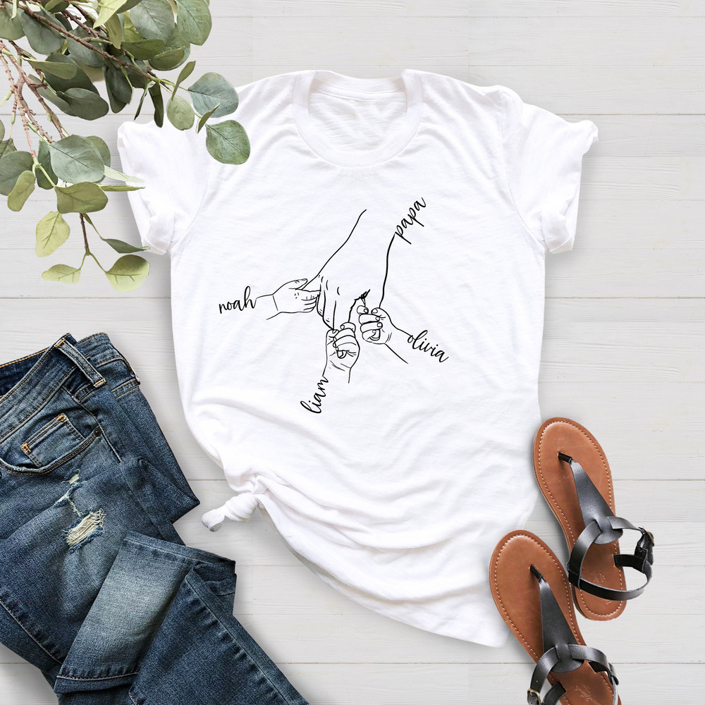 Custom Kid Names Gift for Grandpa, Papa Father Pop, Father's Day, Personalized Papa T Shirt, Custom Grandpa Tee, Shirt Kids Grab Papa Hands - 4.jpg