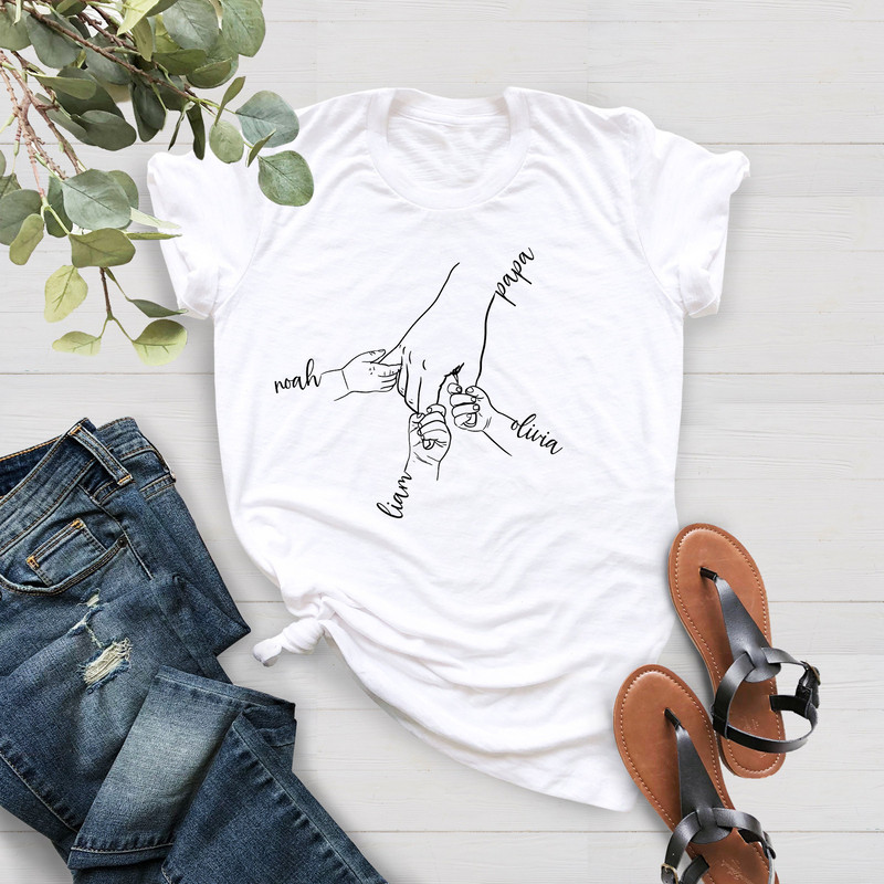Custom Kid Names Gift for Grandpa, Papa Father Pop, Father's Day, Personalized Papa T Shirt, Custom Grandpa Tee, Shirt Kids Grab Papa Hands - 4.jpg