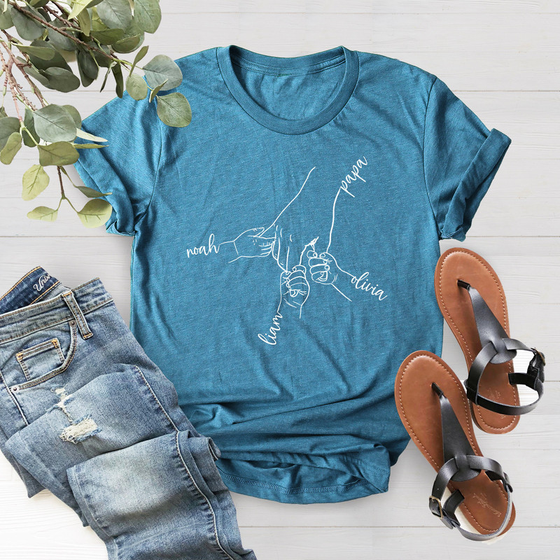 Custom Kid Names Gift for Grandpa, Papa Father Pop, Father's Day, Personalized Papa T Shirt, Custom Grandpa Tee, Shirt Kids Grab Papa Hands - 5.jpg