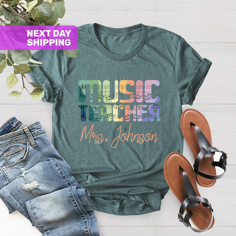 Custom Name Teacher Shirt, Personalized Teacher Shirt, Teacher Appreciation, Gift for Teacher Music Notes Teacher Shirt,Custom Teacher Shirt - 3.jpg