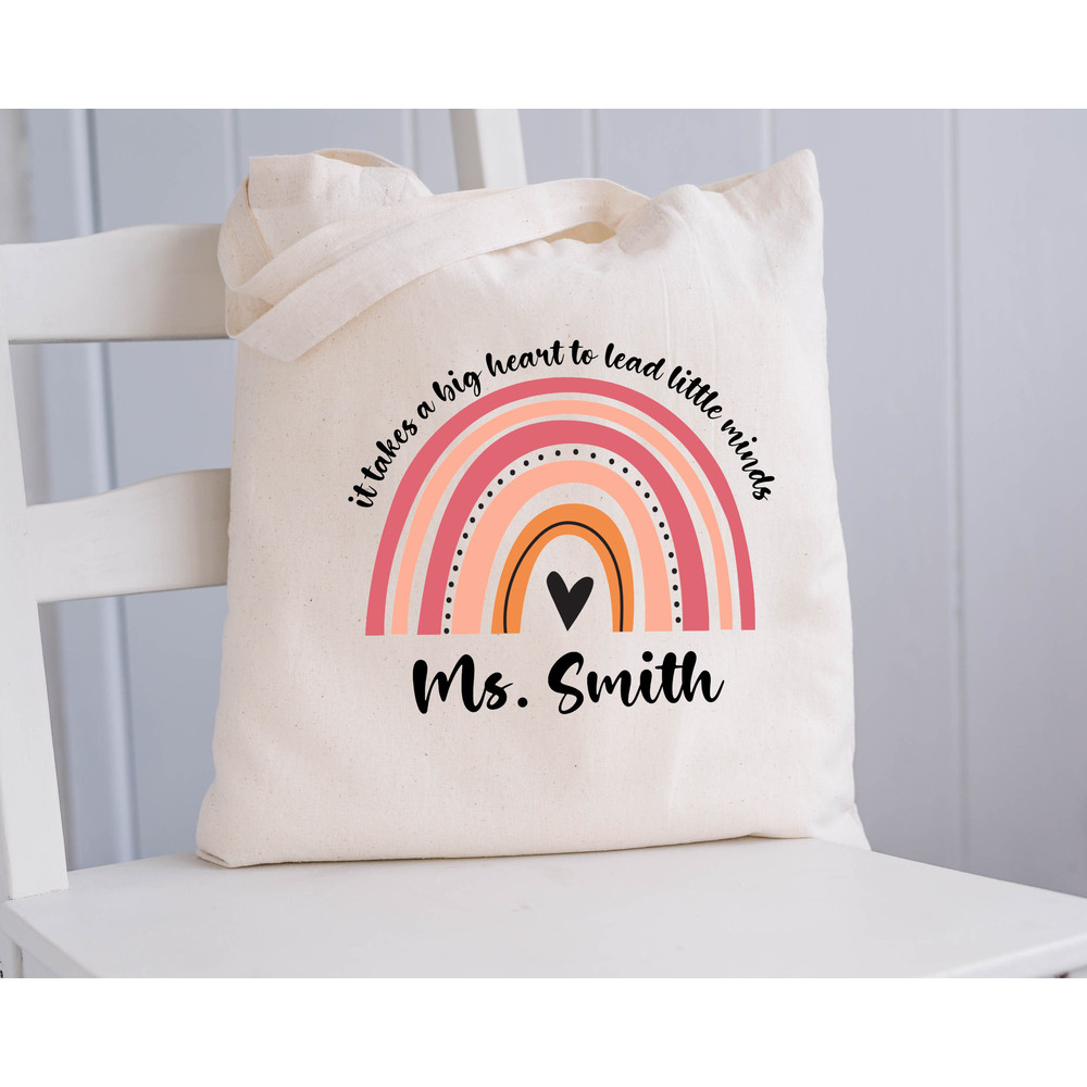 Custom Teacher Thank You Holiday End of Year Gift Bag, Teacher Personalised Tote Bag, Nursery It Takes a Big Heart Totebag, Appreciation Bag - 4.jpg